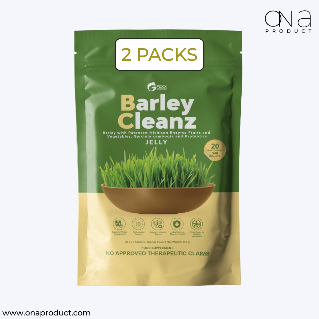 Gfoxx Barley Cleanz Jelly detox supplement bundle for digestive health and bloating relief